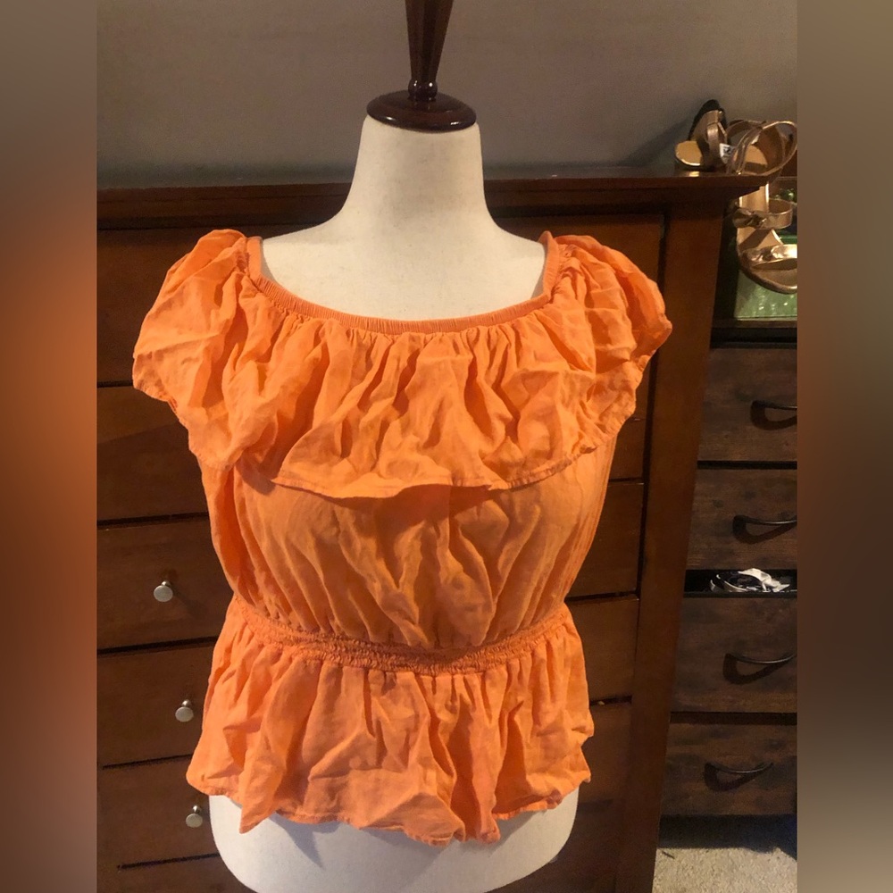 Old Navy Orange Ruffle Peplum Tunic